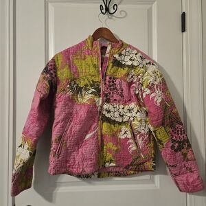 Obermeyer Pink and Green Floral Bomber Jacket